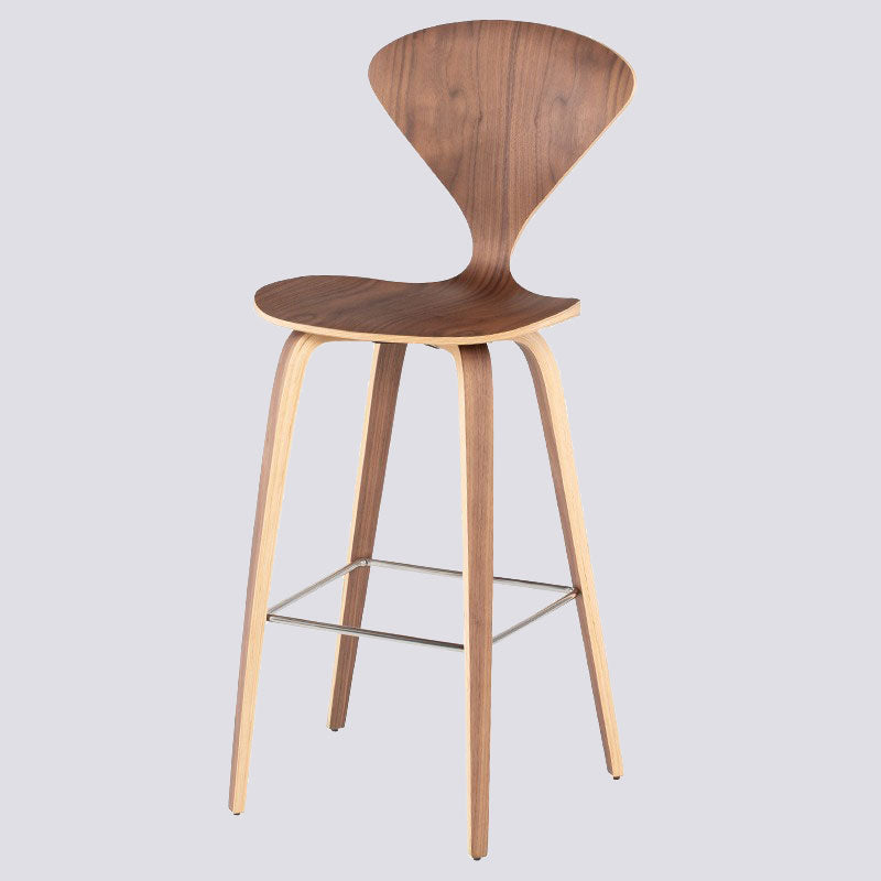 ChairThe Satine bar stool is an inspired collaboration of design and craftsmanship. An eye catching design of formed and sculpted plywood with an American walnut veneer.Edge Decor Satine Dining Chair walnut brown kitchen stool dining chair tall