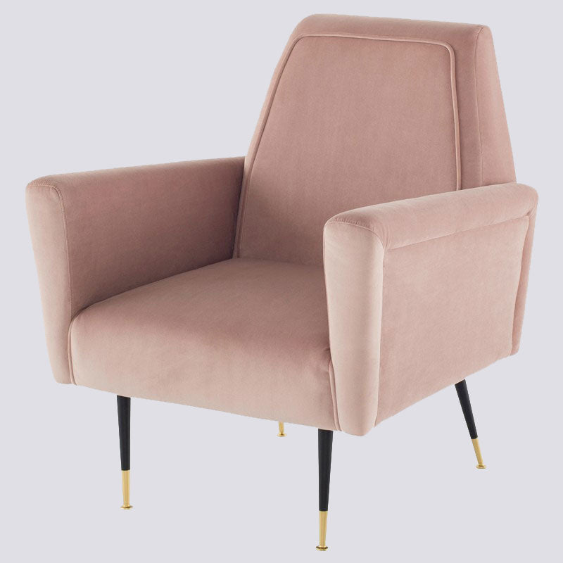 ChairThe Victor occasional chair features a handsome velour frame supported by elongated mixed metal legs in blackened steel with brass caps. The dramatic deep-seated forEdge Decor Victor Occasional Chair