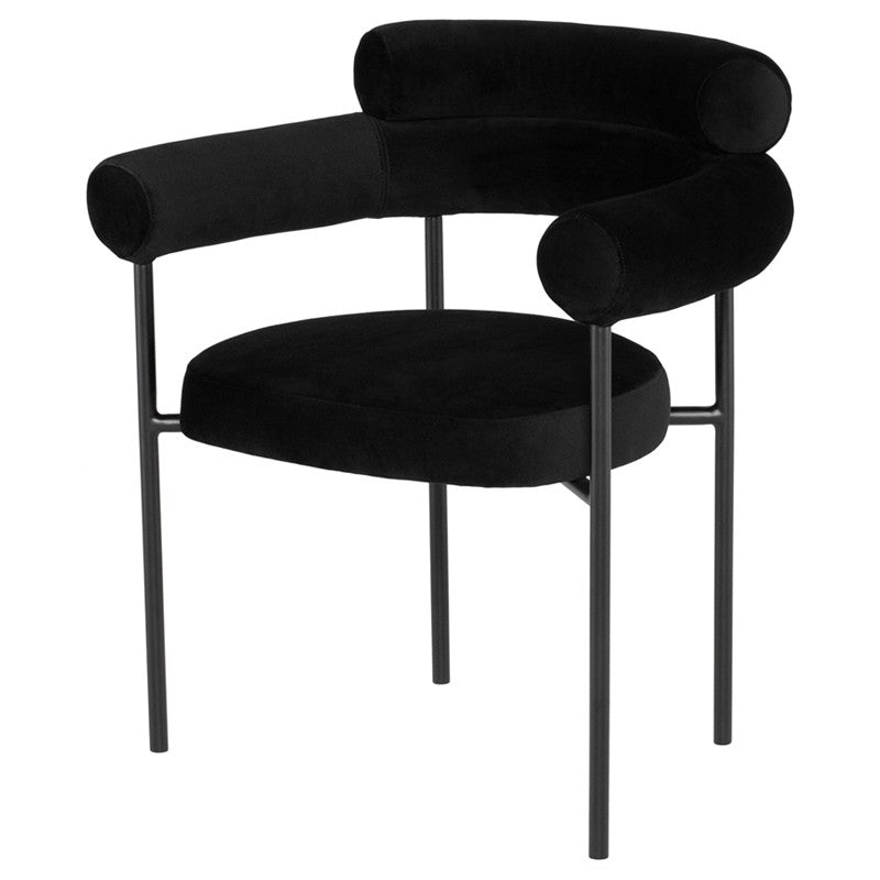 Velour fabric black chair black legs
