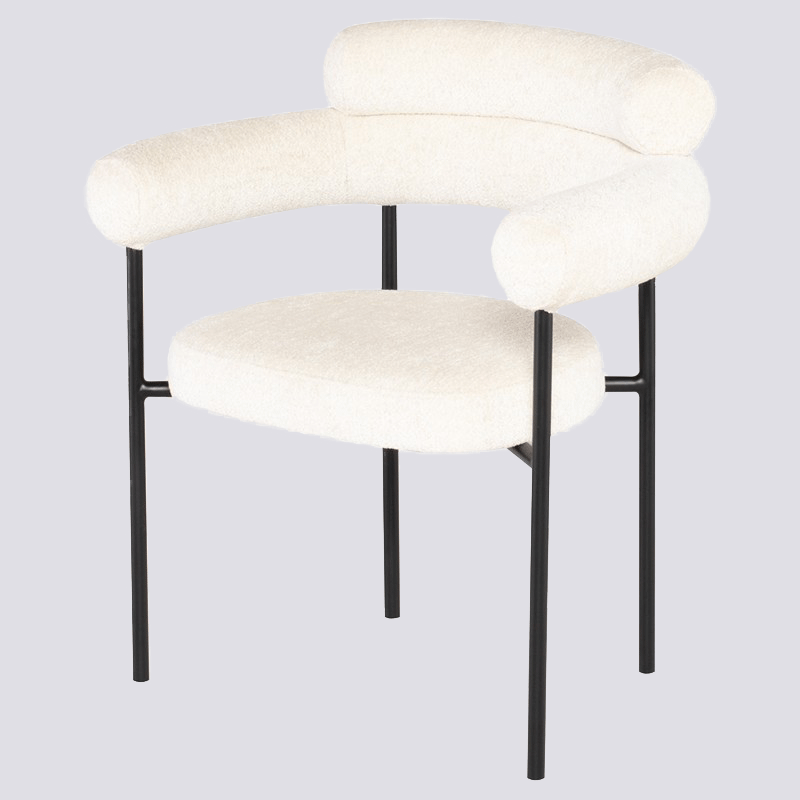 Velour fabric off white chair black legs